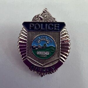 Quincy tie tac Silver and Blue Police Badge